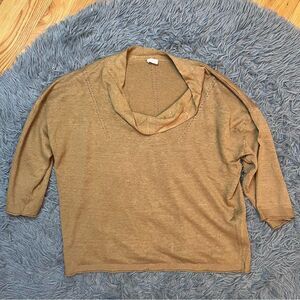 Poetry Brown Tan Cowl Neck Linen Sweater Size 8